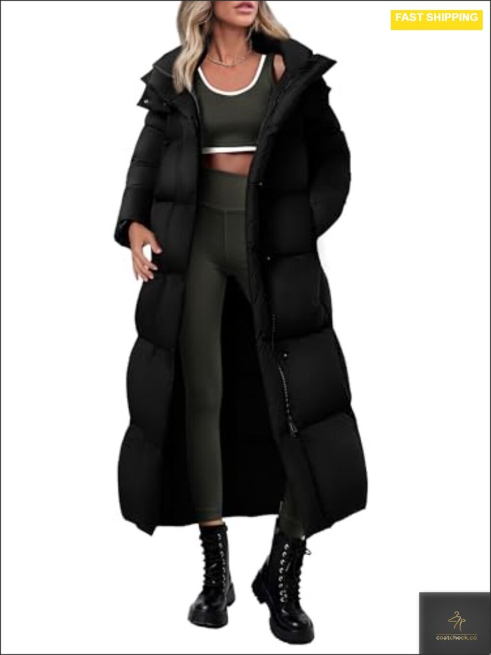 Women's Long Puffer Coat with Hood Insulated Quilted Zip Winter Jacket
